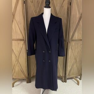 Vtg. ILGWU wool Navy Double-Breasted Women's long coat classic preppy